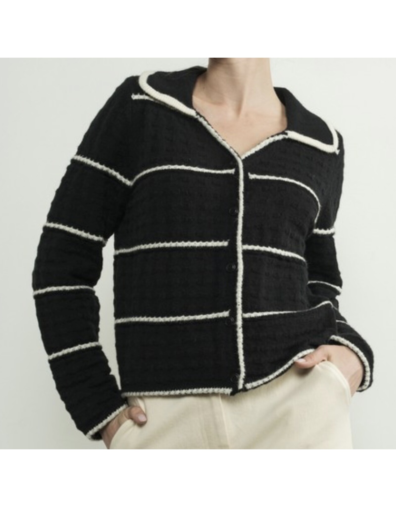A & A A&A b/w stripe cardigan
