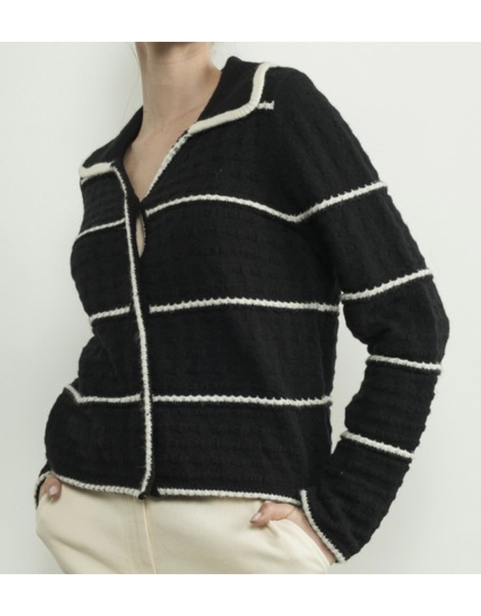 A & A A&A b/w stripe cardigan