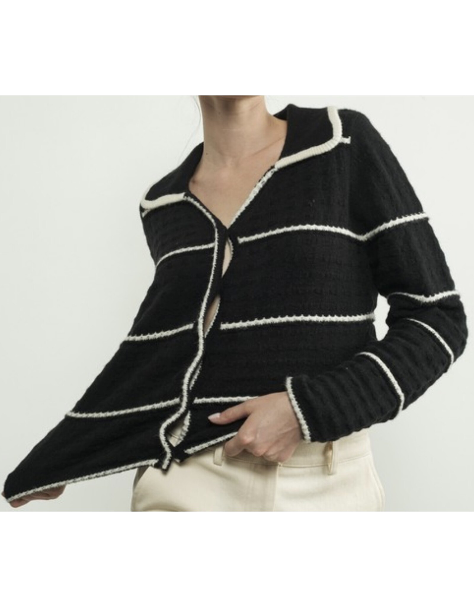 A & A A&A b/w stripe cardigan