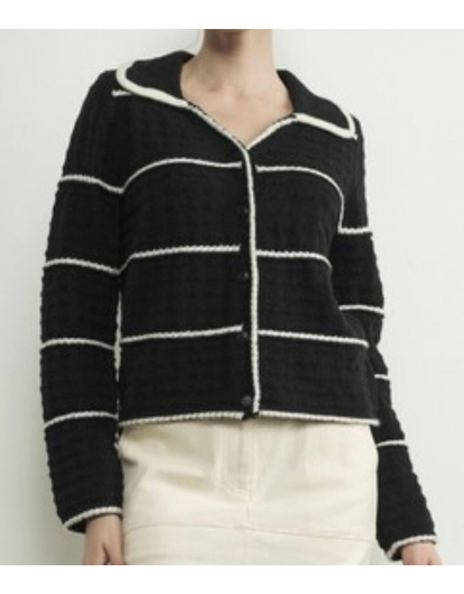 A & A A&A b/w stripe cardigan