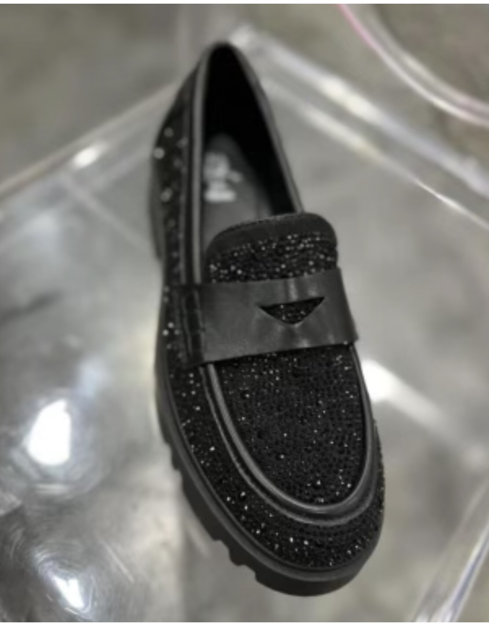 LATA Galen black sparkle loafers