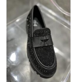 LATA Galen black sparkle loafers