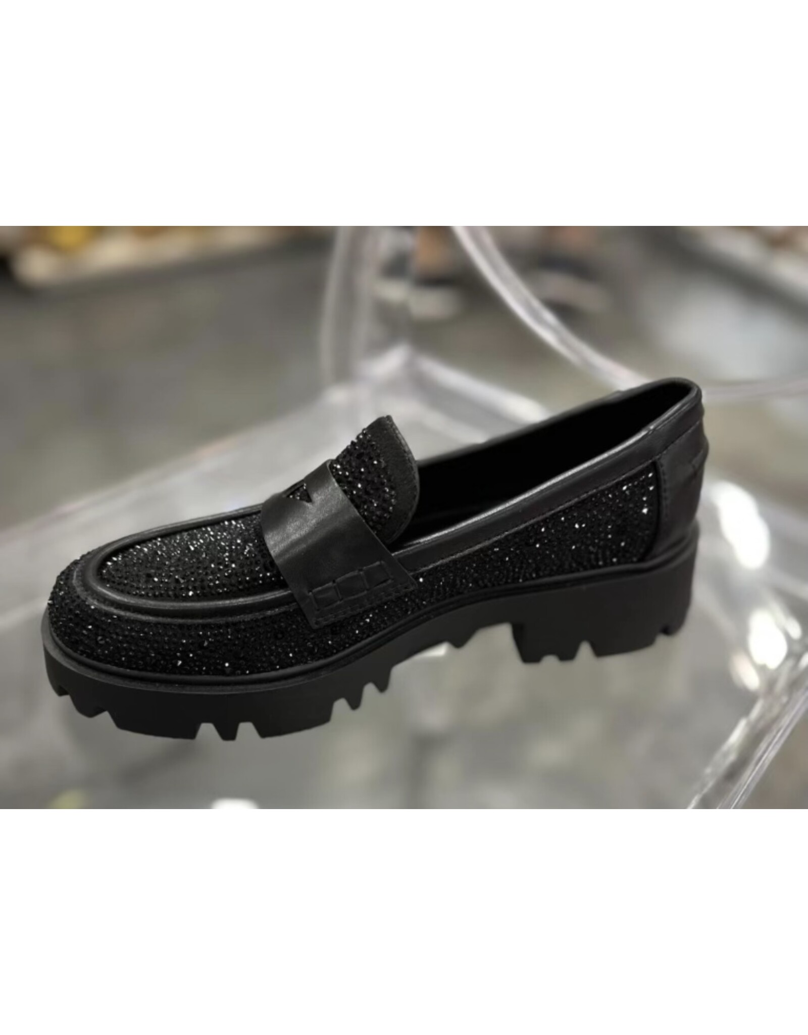 LATA Galen black sparkle loafers