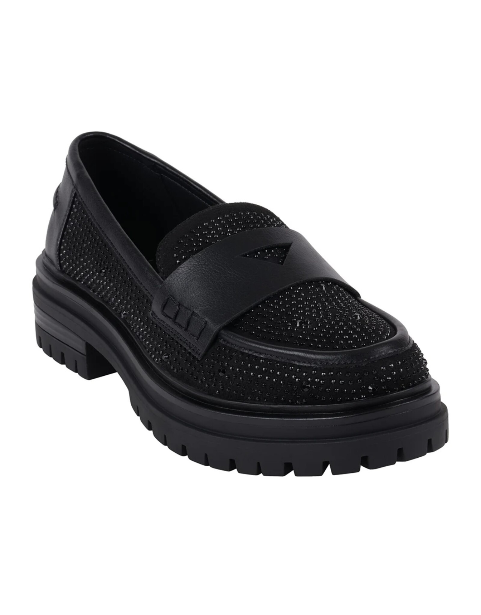 LATA Galen black sparkle loafers