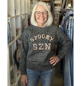 LATA Leopard Chenille Spooky SZN Sweatshirt