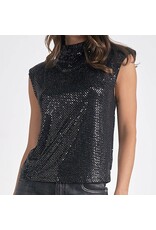 Elan elan Black mock neck cap slv top Elan elan Black mock neck cap slv top