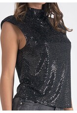 Elan elan Black mock neck cap slv top Elan elan Black mock neck cap slv top