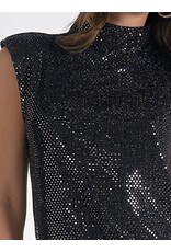 Elan elan Black mock neck cap slv top Elan elan Black mock neck cap slv top