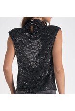 Elan elan Black mock neck cap slv top Elan elan Black mock neck cap slv top