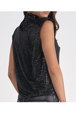 Elan elan Black mock neck cap slv top Elan elan Black mock neck cap slv top