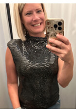 Elan elan Black mock neck cap slv top Elan elan Black mock neck cap slv top