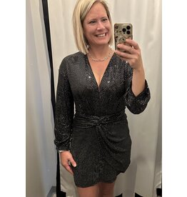 Elan elan black long sleeve sparkle dress