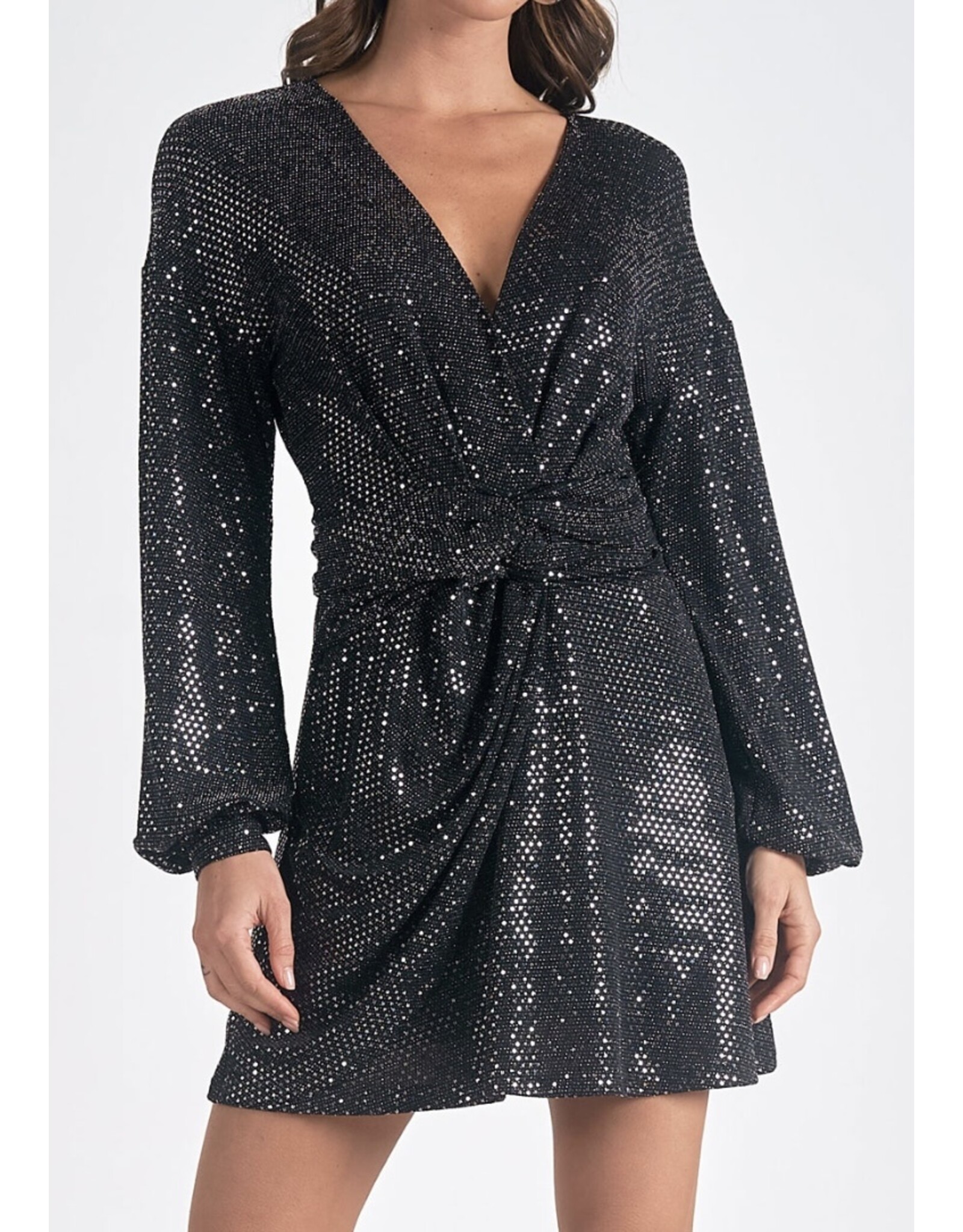 Elan elan black long sleeve sparkle dress