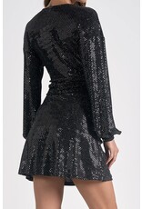Elleページ elan black long sleeve sparkle dress EK50049 - LA Trends Addict