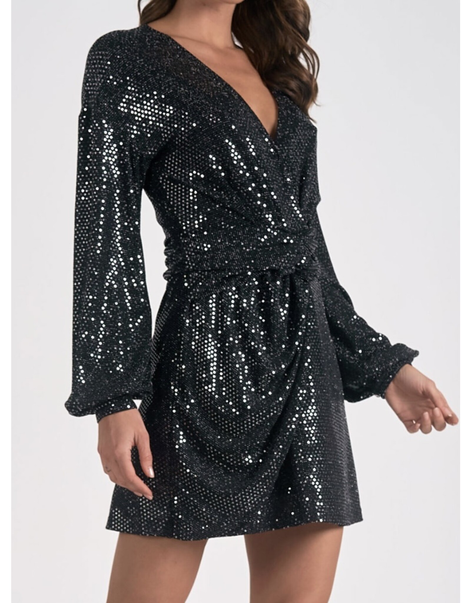 Elan elan black long sleeve sparkle dress