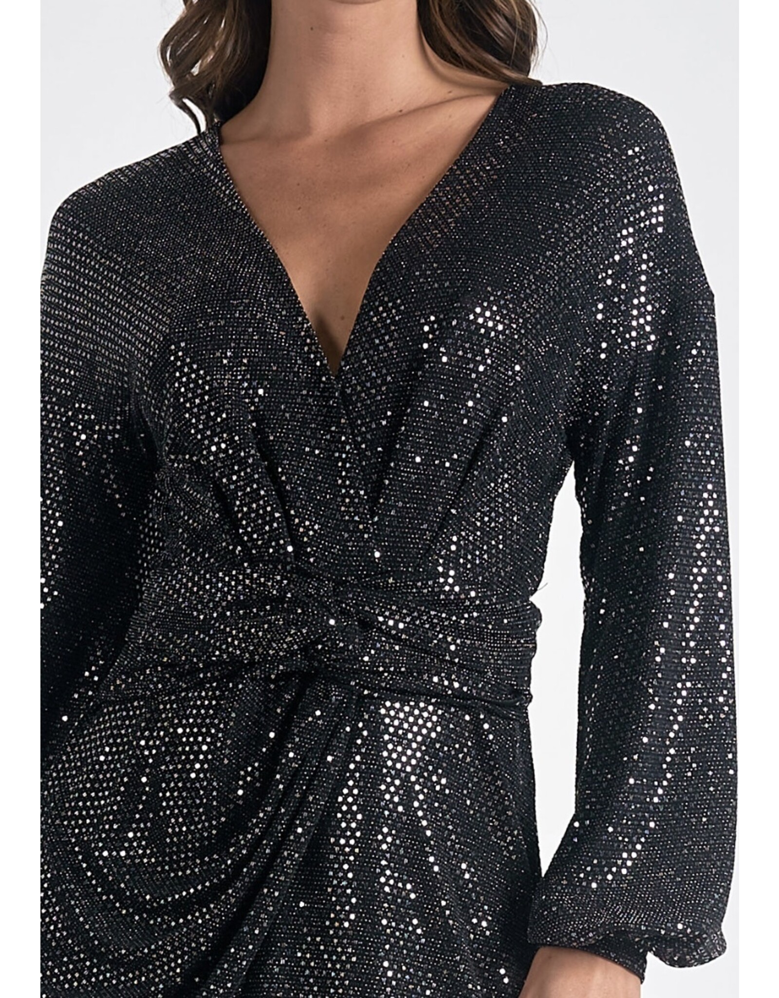 Elan elan black long sleeve sparkle dress