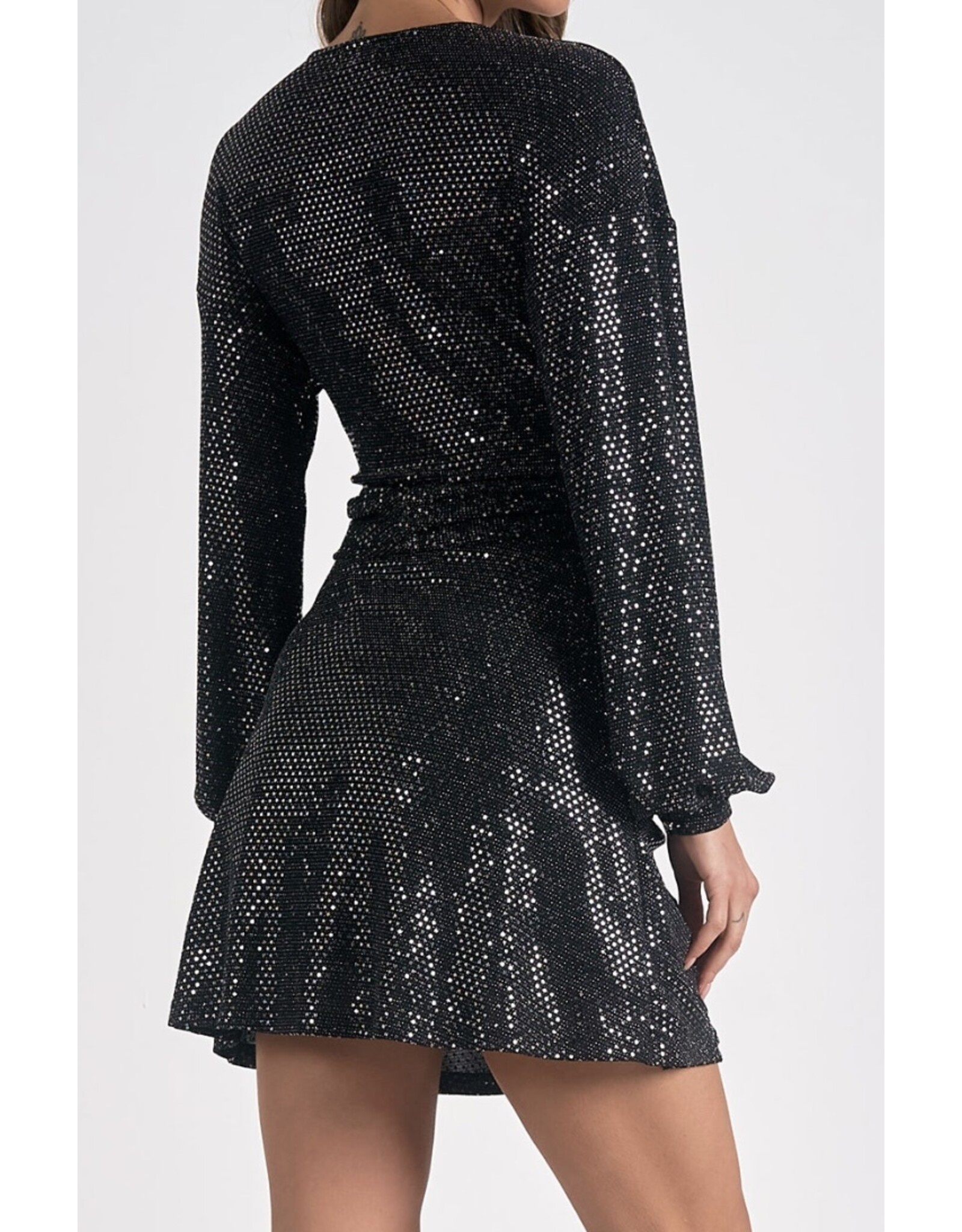 Elan elan black long sleeve sparkle dress