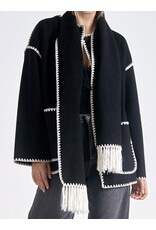 Elan Blanket Stitch Jacket w/ Detachable Scarf