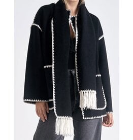 Elan Blanket Stitch Jacket w/ Detachable Scarf