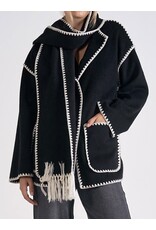 Elan Blanket Stitch Jacket w/ Detachable Scarf