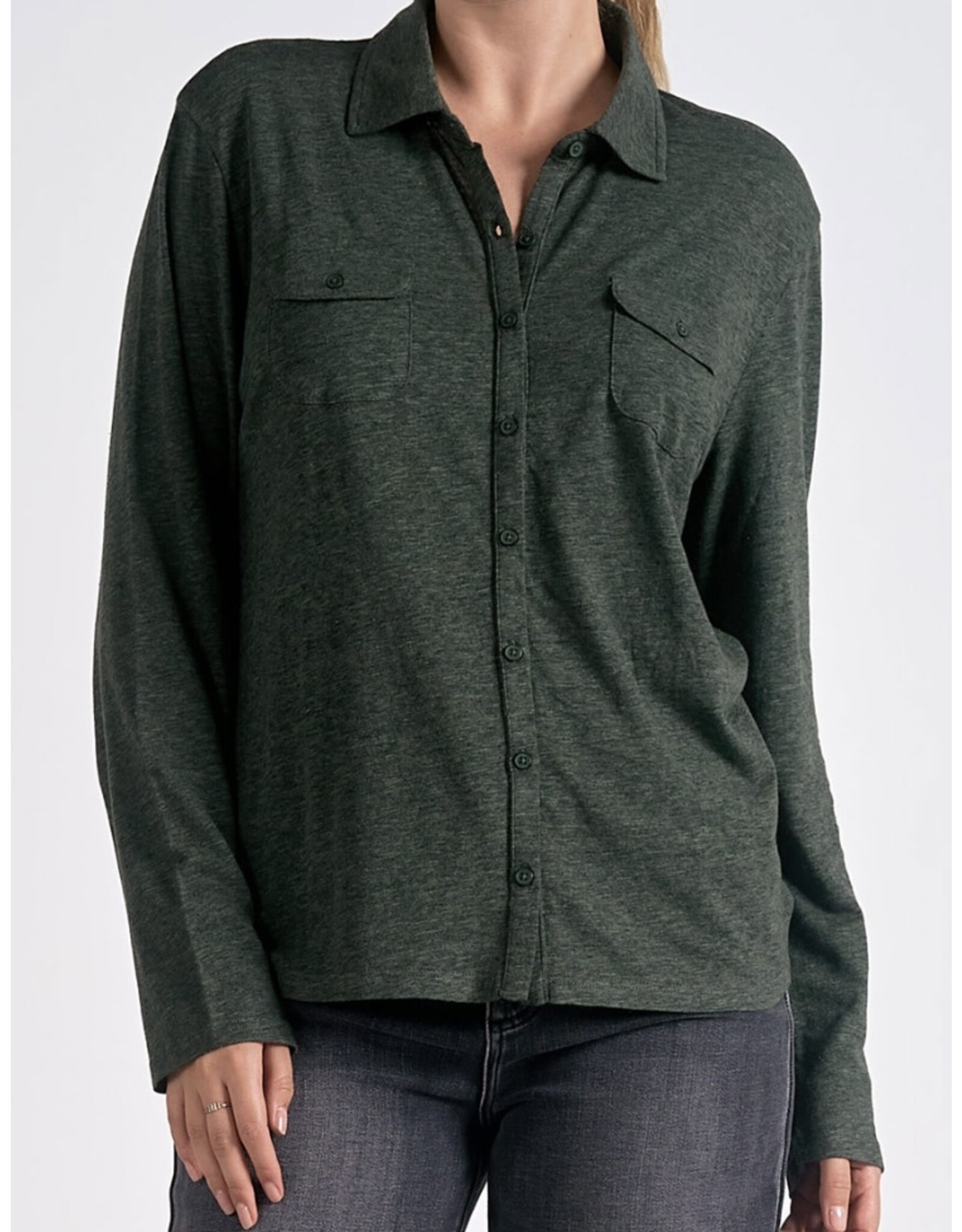 Elan long slv button down shirt