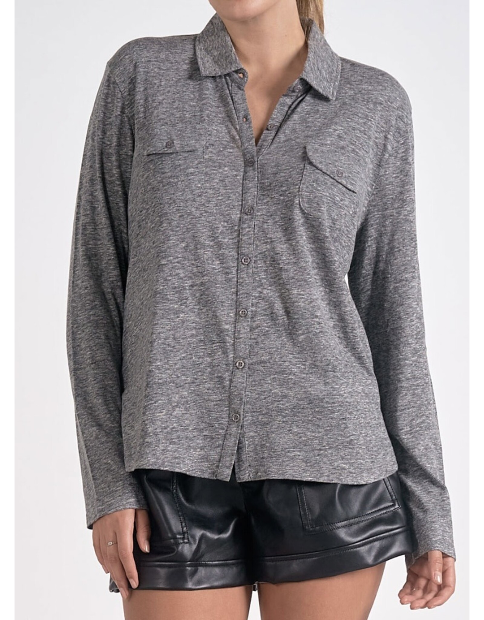 Elan long slv button down shirt