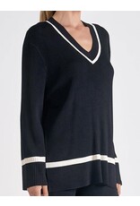 elan Black & white classic v neck sweater