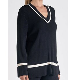 elan Black & white classic v neck sweater