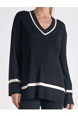 elan Black & white classic v neck sweater