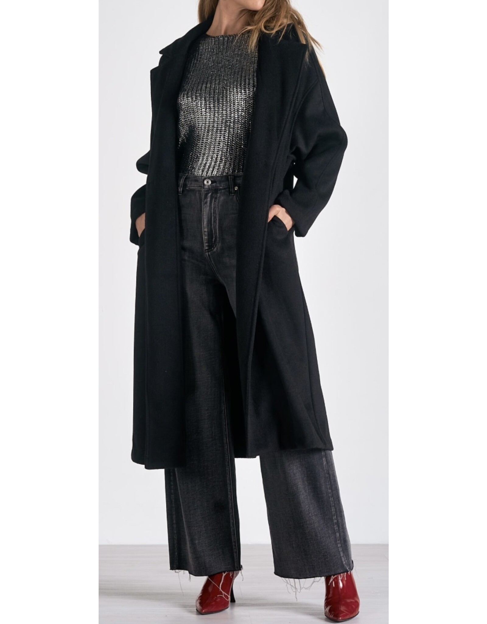 Elan elan long black coat