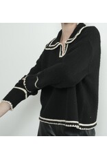 Black w/ white contrast stitch collar sweater