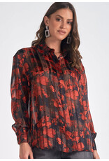 Elan Elan red floral blouse