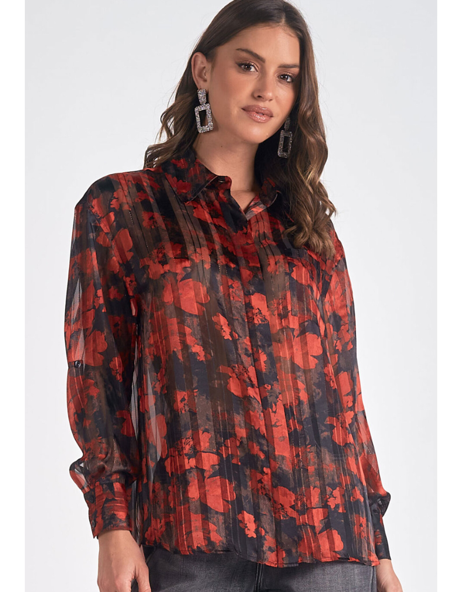 Elan Elan red floral blouse