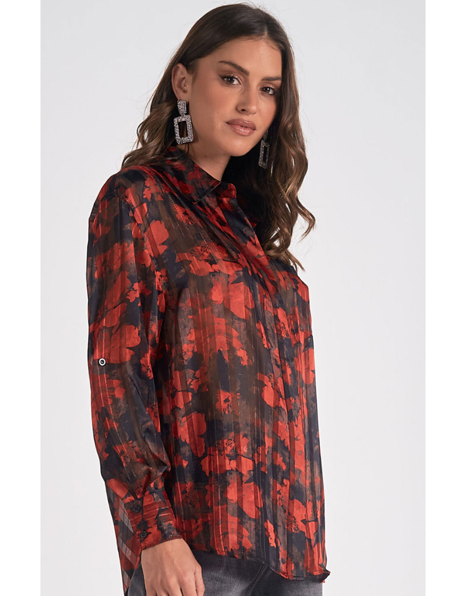 Elan Elan red floral blouse