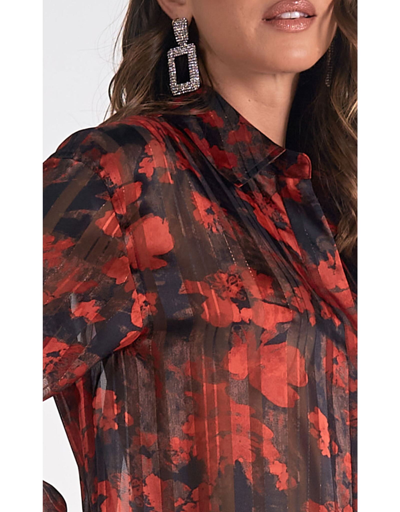 Elan Elan red floral blouse