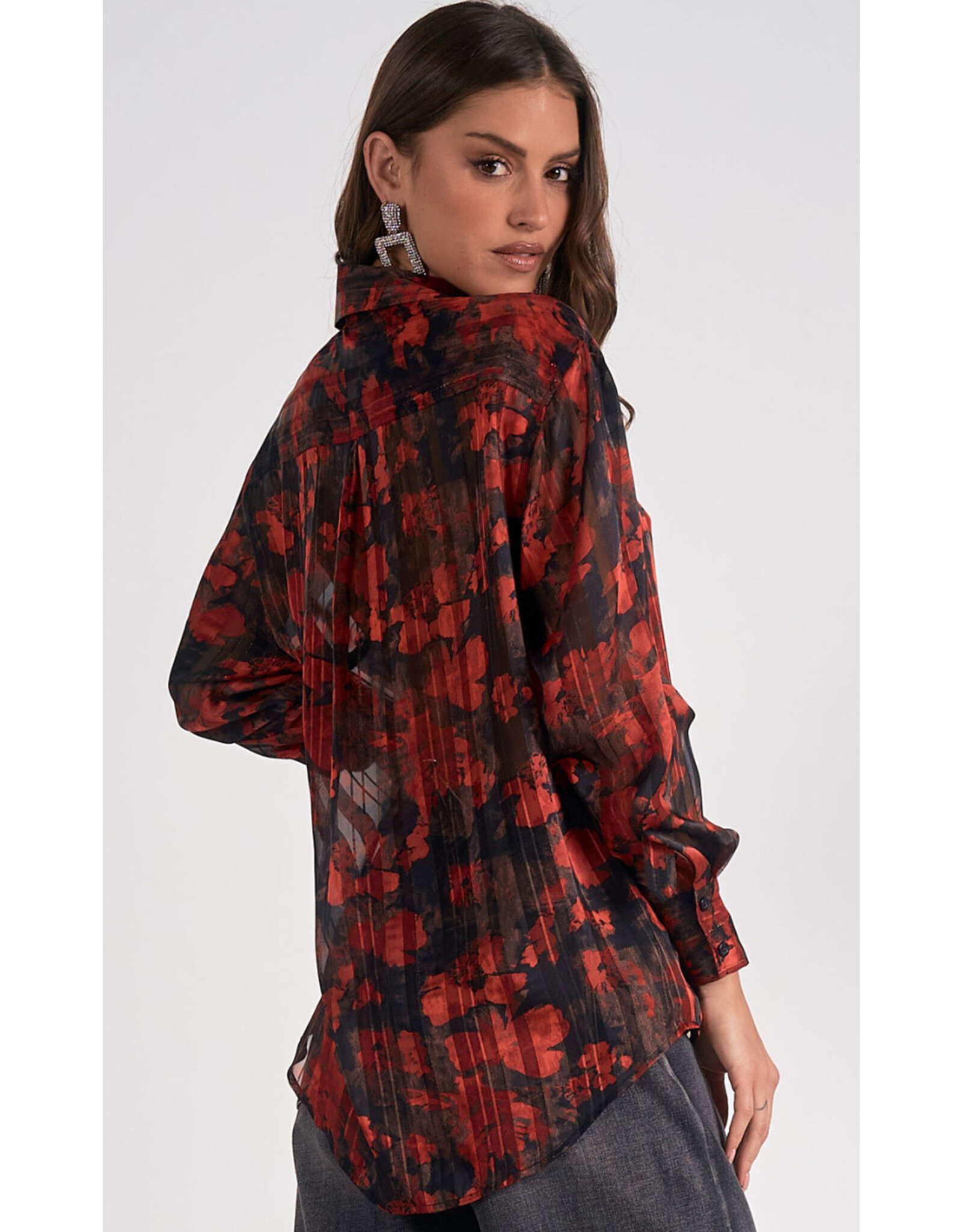 Elan Elan red floral blouse