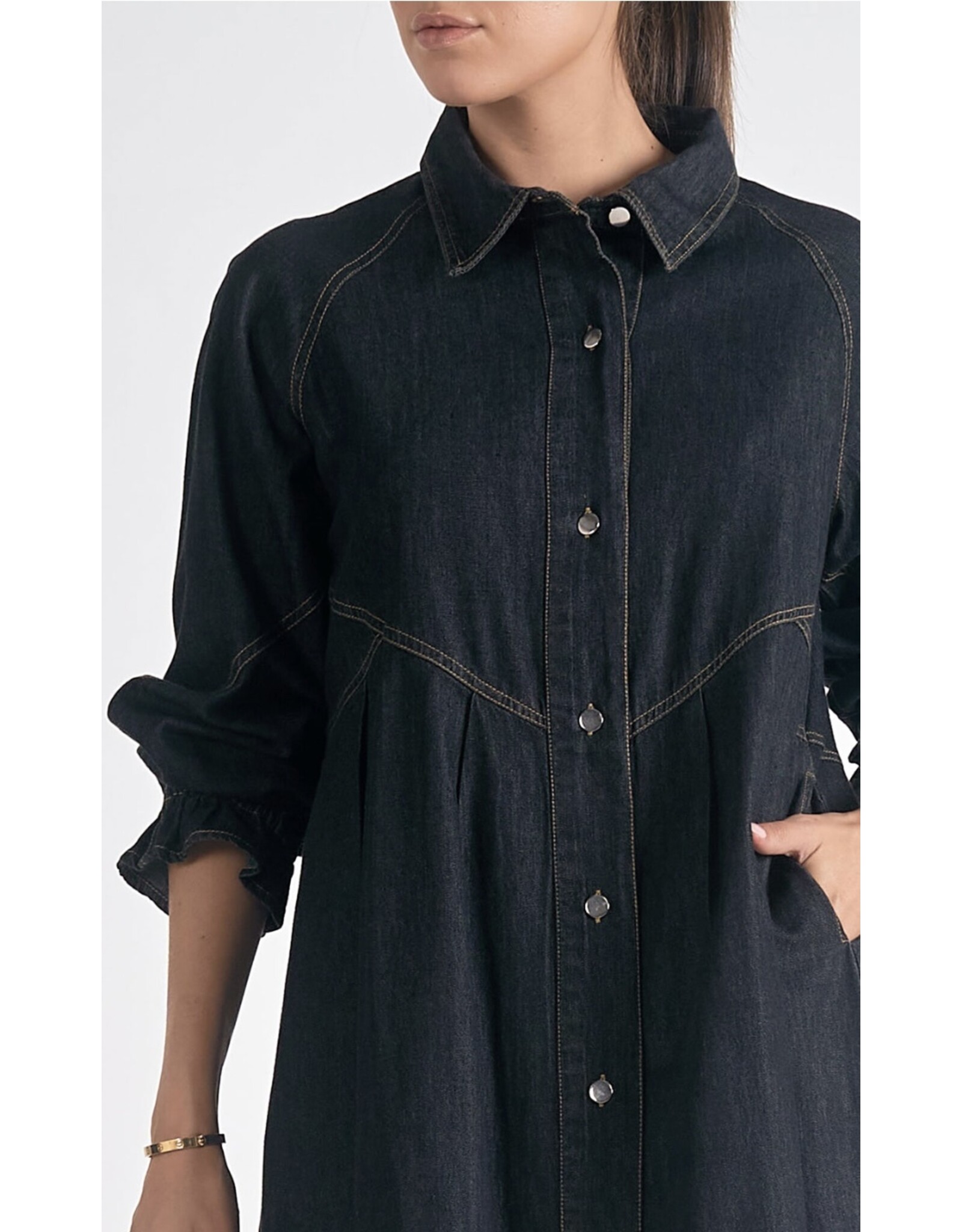 Elan Elan black denim flouncy dress