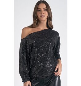 Elan Elan black sequin off shoulder top