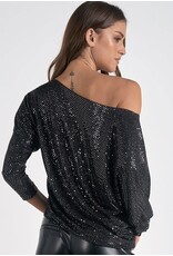 Elan Elan black sequin off shoulder top