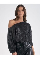 Elan Elan black sequin off shoulder top
