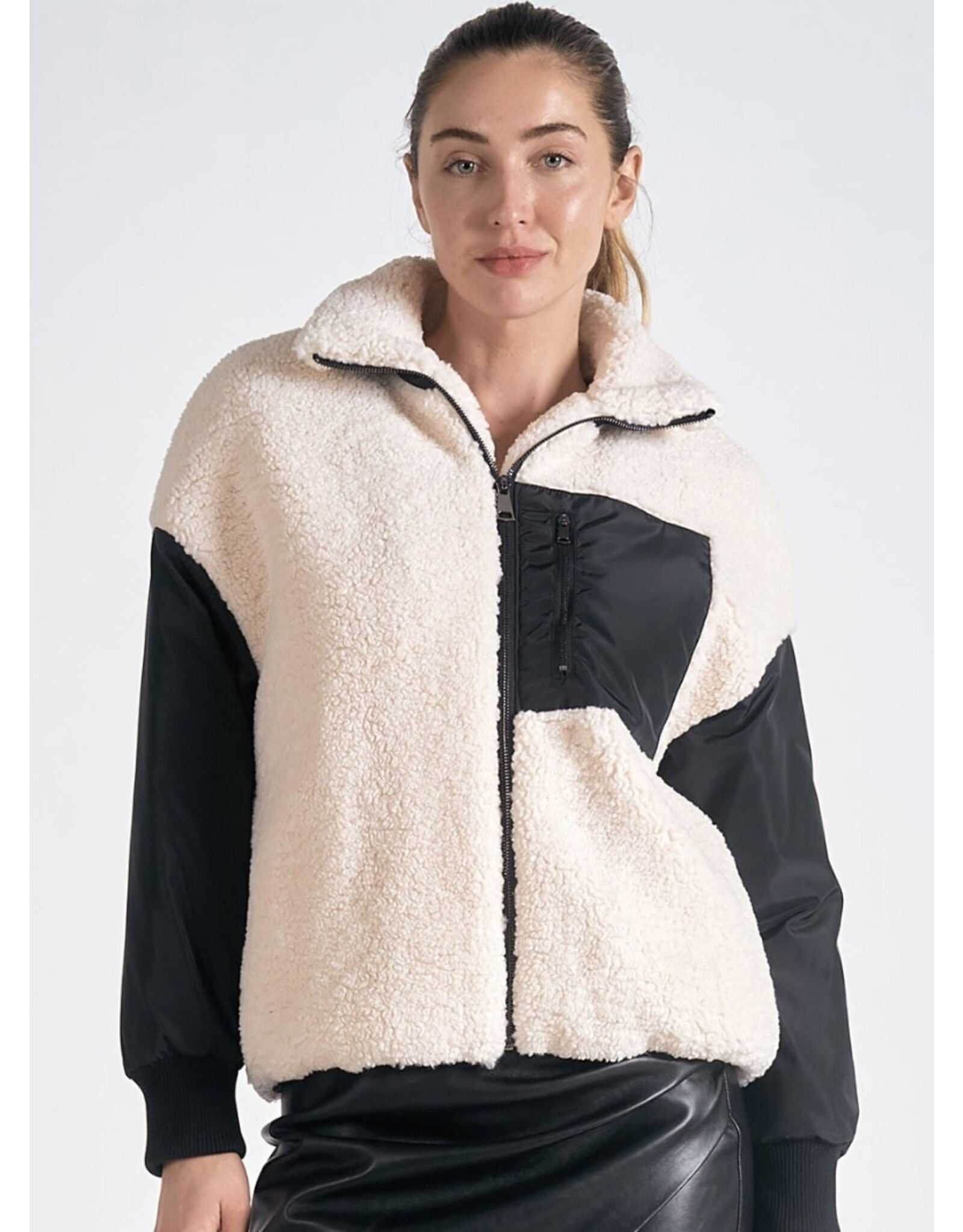 Elan Elan colorblock faux fur jacket