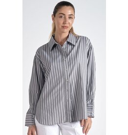 Elan Elan grey & white stripe blouse