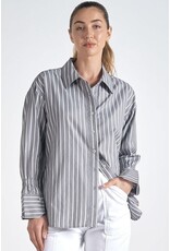 Elan Elan grey & white stripe blouse