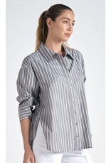 Elan Elan grey & white stripe blouse