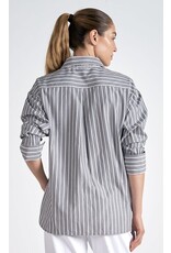 Elan Elan grey & white stripe blouse