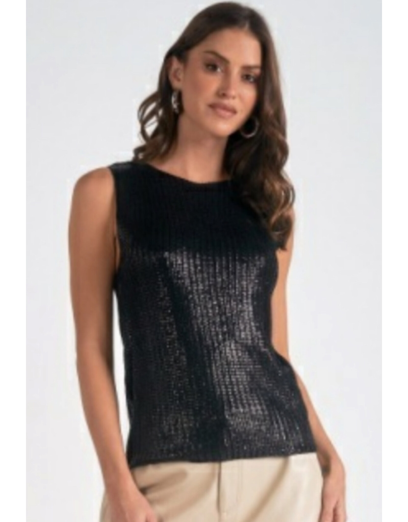 Elan Elan Shiny Sleeveless Crewneck Sweater
