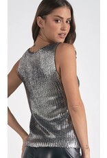 Elan Elan Shiny Sleeveless Crewneck Sweater