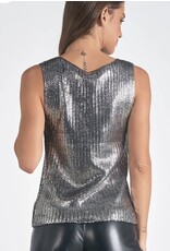 Elan Elan Shiny Sleeveless Crewneck Sweater
