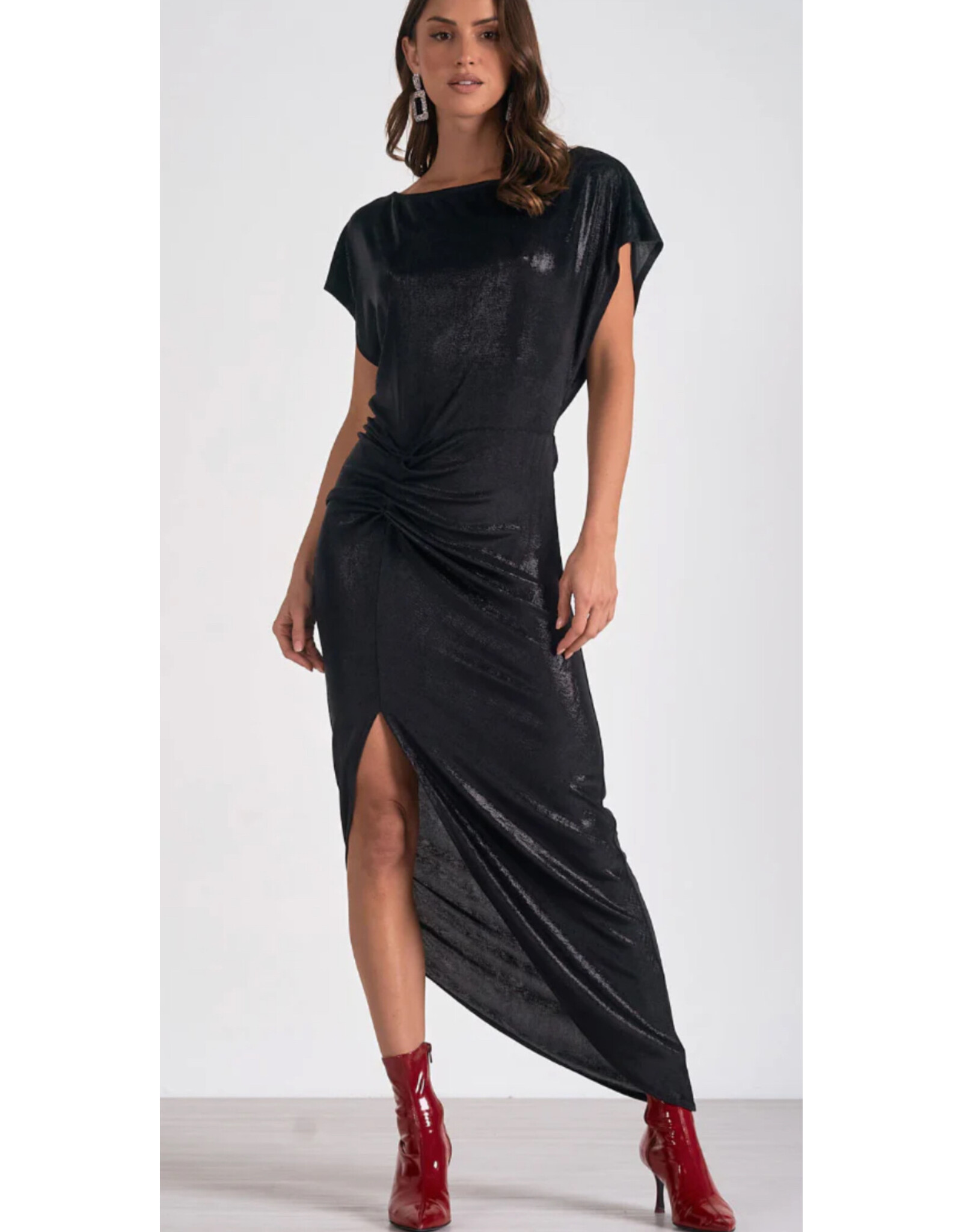 Elan Elan glitter dress w/ midi cap slvs
