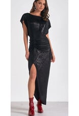 Elan Elan glitter dress w/ midi cap slvs